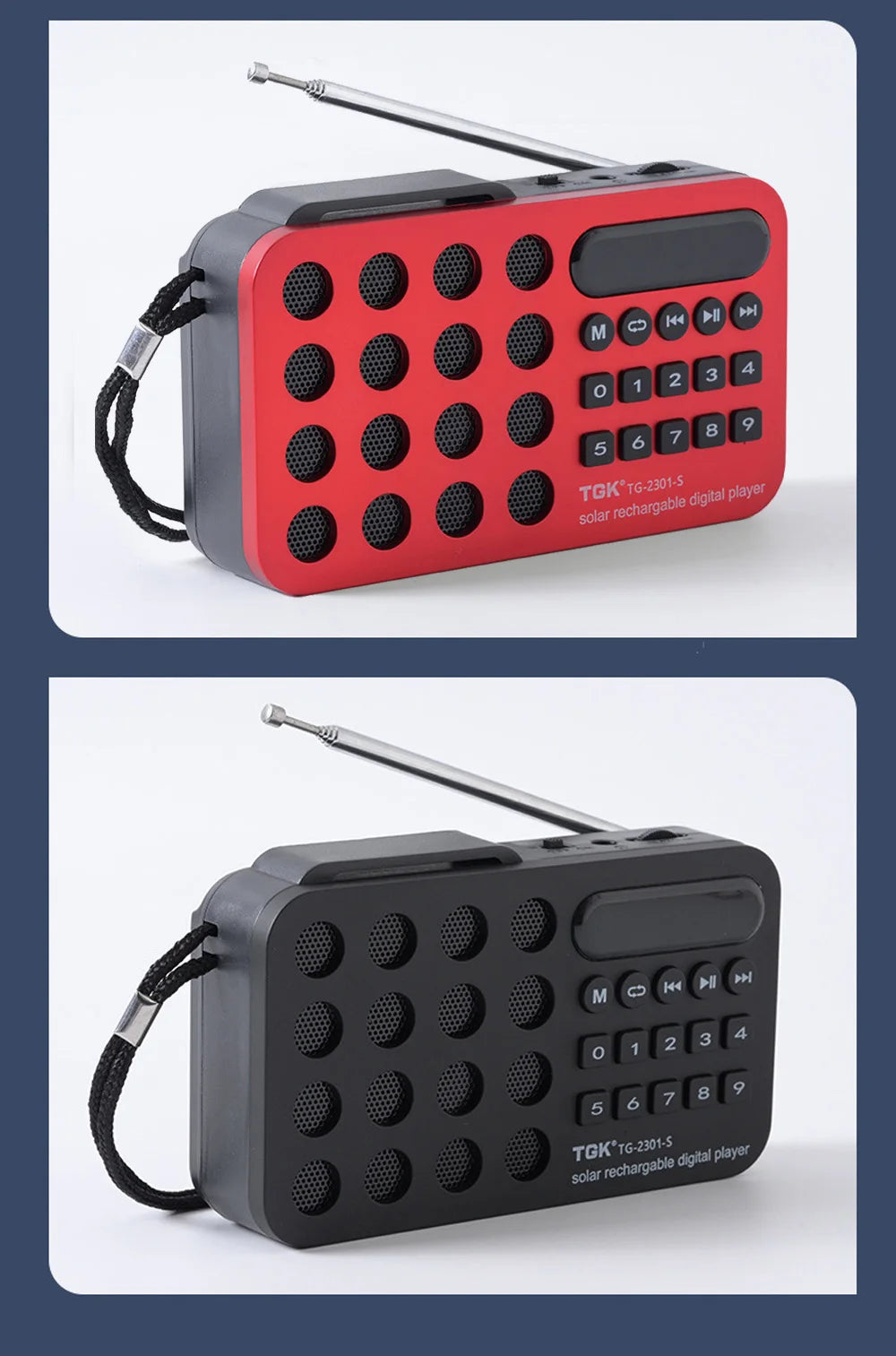 Solar Charging Portable FM Receiver Radio With Bluetooth Wireless Speaker Support USB TF Card MP3 Music Play Radio FM Receiver