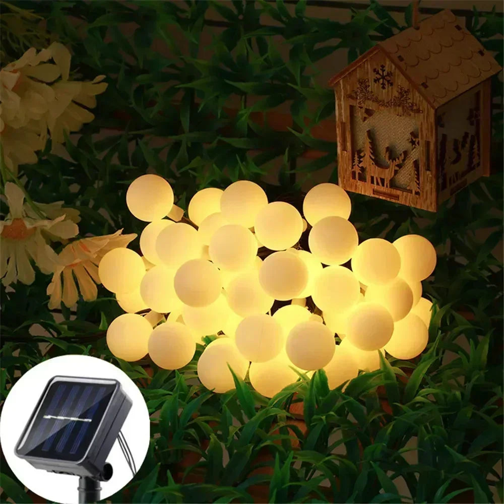 Solar String Light Outdoor Small Ball Lights with 8 Modes Waterproof Solar Powered Patio Light for Garden Christmas Halloween