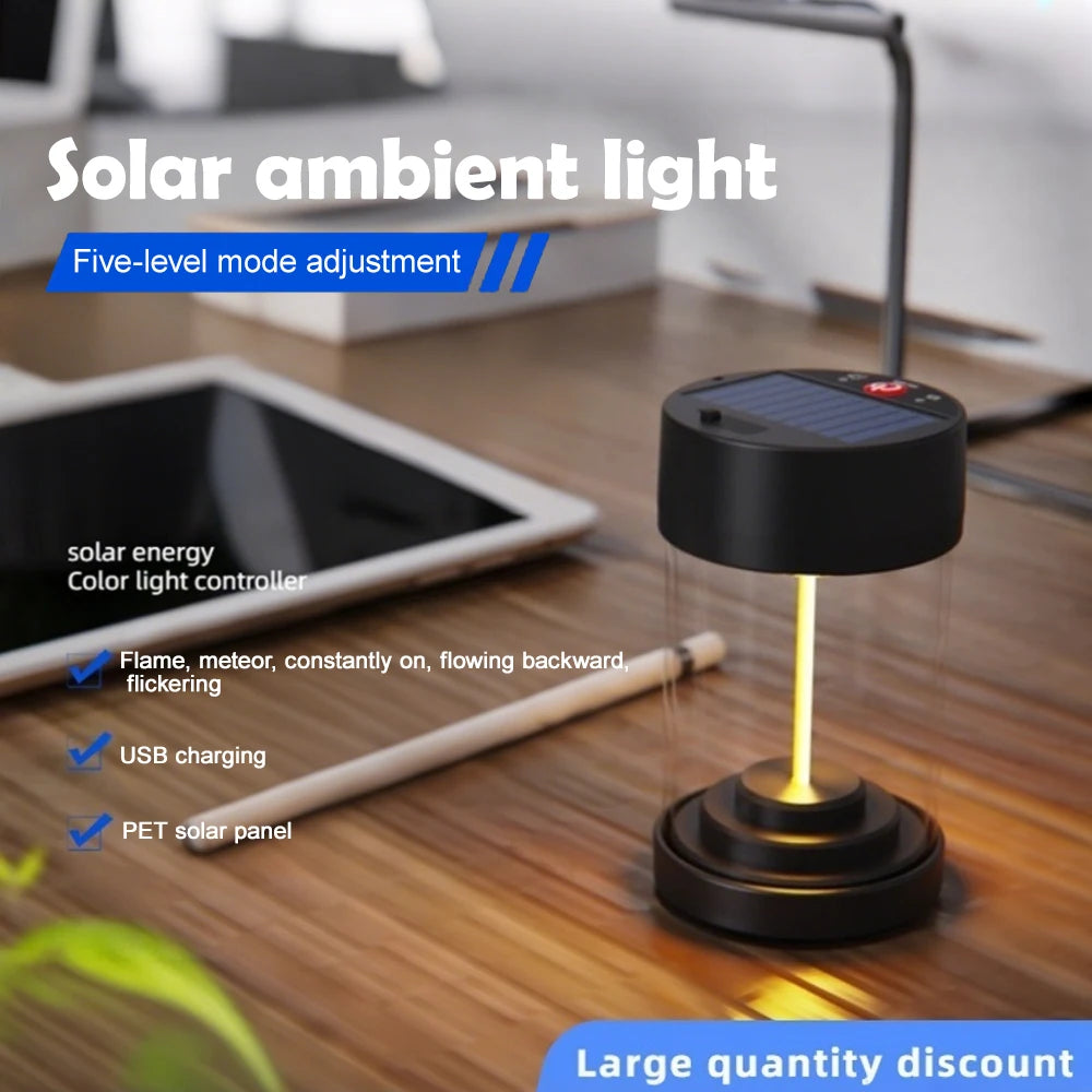 Solar Camping Light Tent Lights Rechargeable LED Solar Night Light 5 Modes Ornament Outdoor Weddings Celebrations Picnics Campin