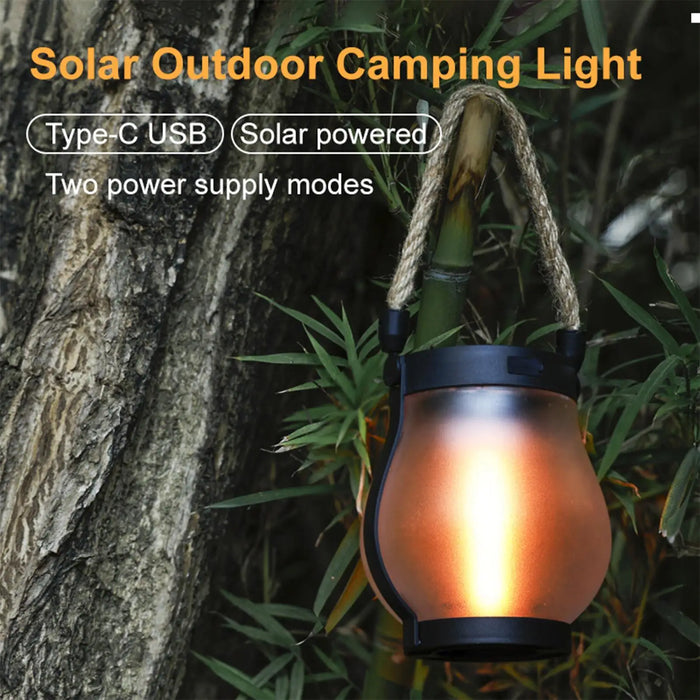 Camping Tent lamp Solar Flame Lights Solar Powered LED Light Waterproof 2 Modes Adjustable Tent Lantern Yard Decor Lamp For Camp