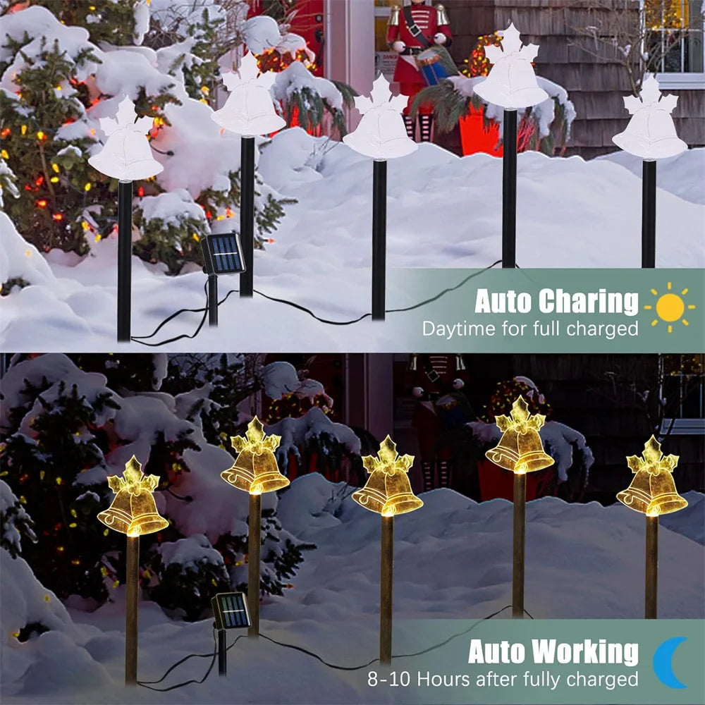 Solar Christmas Pathway Lights 5 Pack Solar Christmas Decor Star LED Lights Outdoor Waterproof Stake Lights Garden Walkway 731
