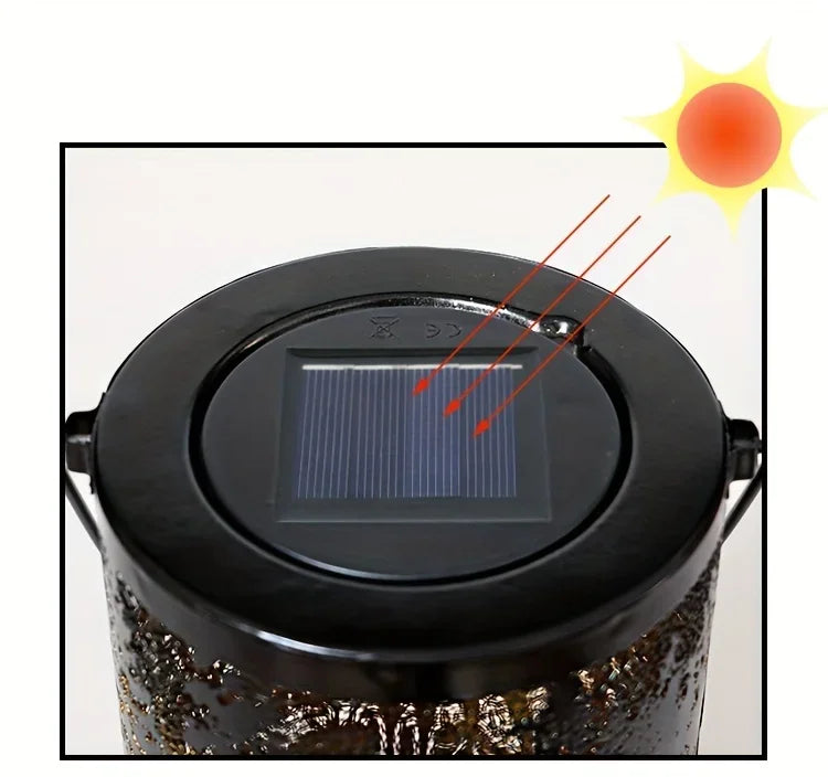 Solar Lantern Deer And Forest Pattern Hollow Projection Light Outdoor Garden Decor Threshold Courtyard Landscape Terrace Lamp