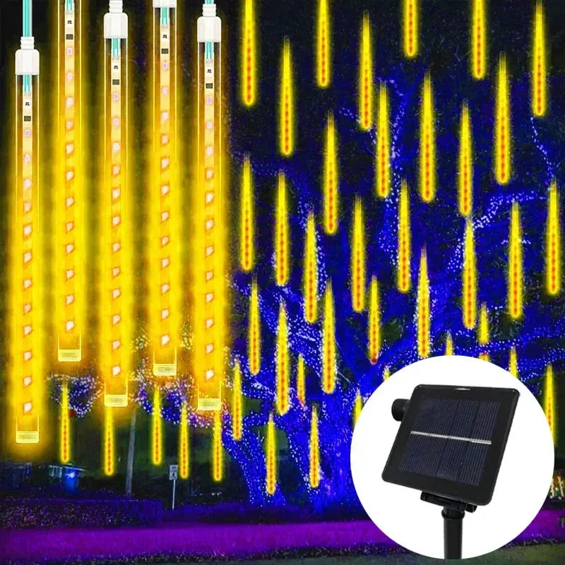 LED Meteor Shower String Light Christmas Wedding Party Solar Garland Lamp Summer Garden Decoration Festoon Solar Outdoor Lights