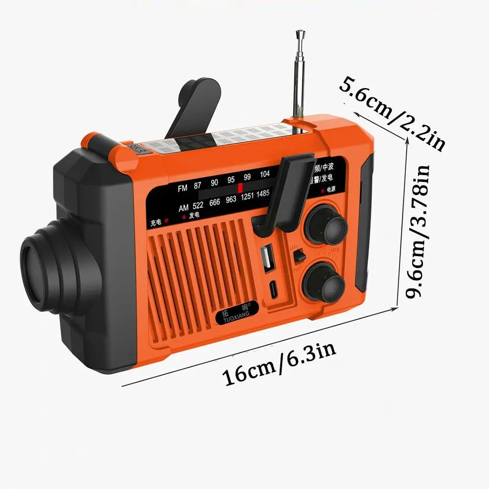 With Flashlight Solar Power Emergency Radio Reading Light Power Bank Hand Crank Radio SOS Alarm Multifunctional AM/FM Radio