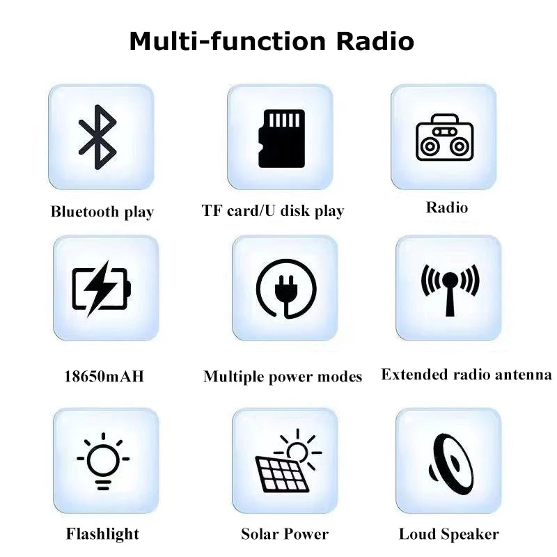 Portable Vintage FM AM SW Radio Solar Charging Emergency Radios Receiver Wireless Bluetooth Speaker Support Flashlight TF USB
