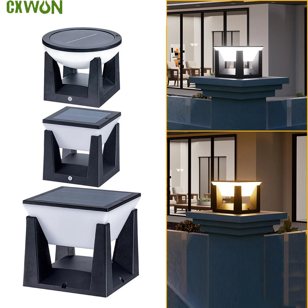 Solar Pillar Lights for Fence Garden Waterproof Landscape Column Lighting Modern LED Solar Cap Lamp for Flat Surfaces Lighting