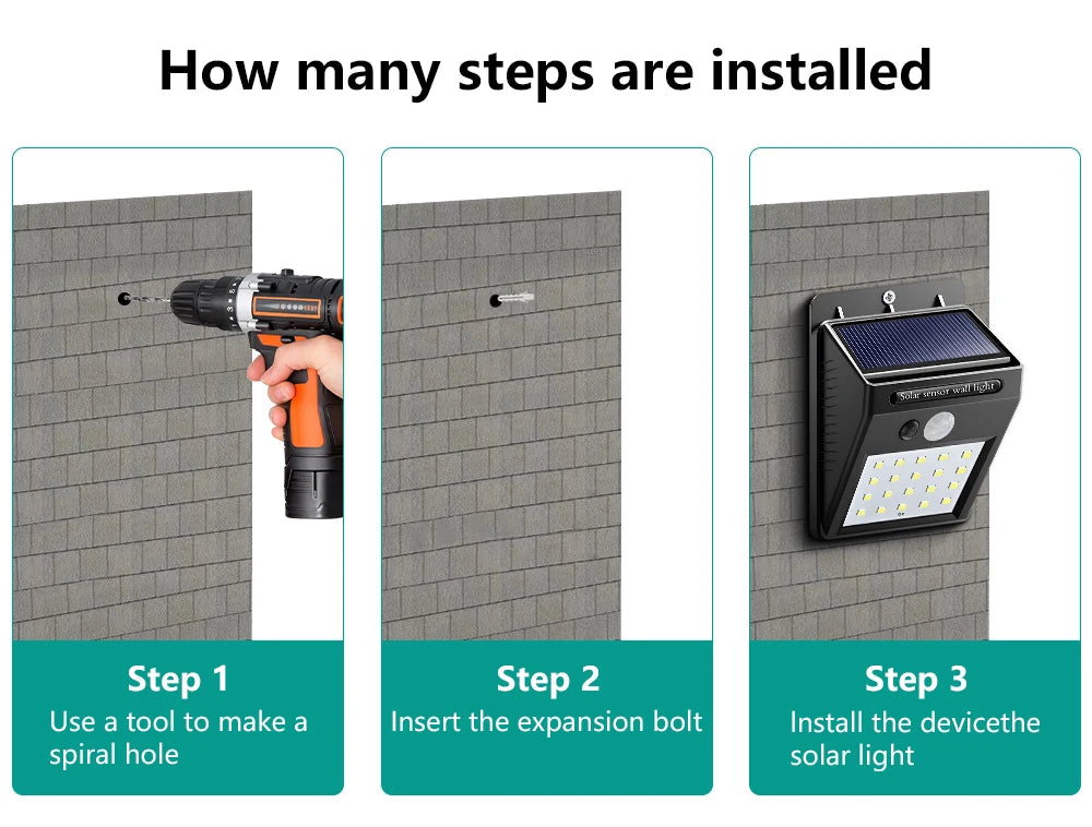 2000LM Solar Wall Light Motion Sensor Outdoor Solar Lamp LED Solar Lights IP65 Waterproof Solar Street Light Outdoor Garden Lamp