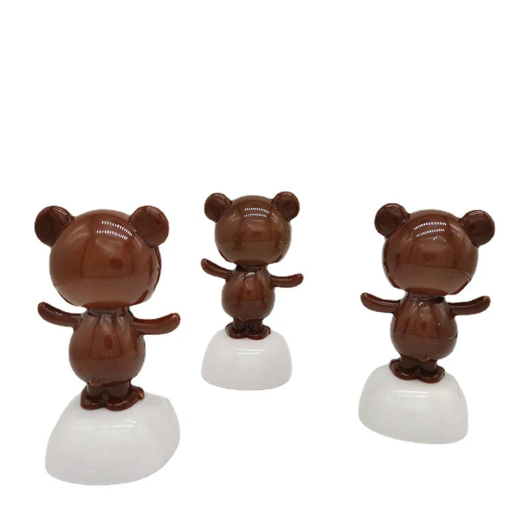 Solar Bear Dancing Toys Shaking Head Toy For Car For Automotive Interior Dolls For Windowsill Desk Holiday Fun Kid Toy Gift