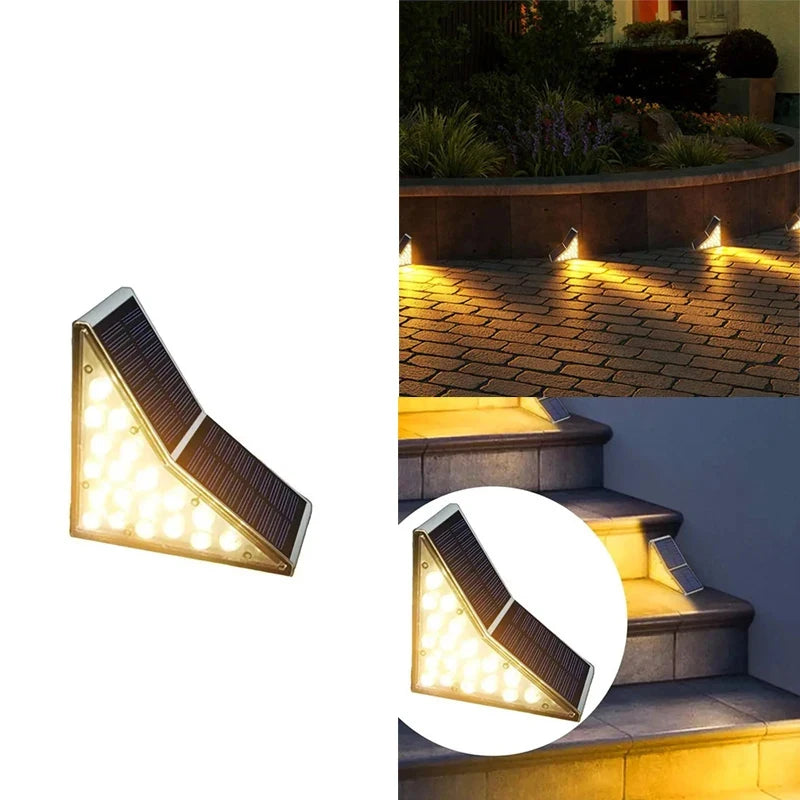 Solar Step Lights for Outside IP67 Waterproof Solar Stair Light Warm White Lighting Patio Garden Courtyard Door Sidewalk Decor