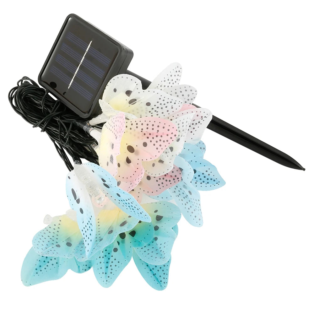 12 LED Solar Butterfly Lamp String Optical Fiber Optic Fairy Light Waterproof Christmas Outdoor Garden Holiday Decoration