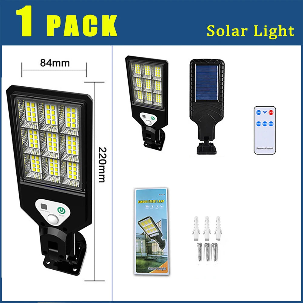 Solar Street Lights Outdoor Wireless Solar Security Wall Light Motion Sensor with 3 Lighting Modes for Porch Gutter Barn Garden