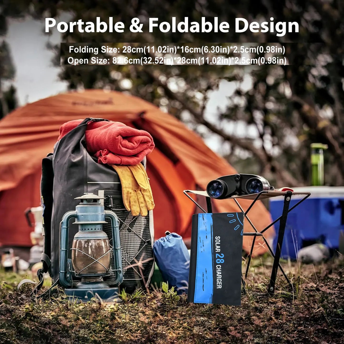 28W Folding Solar Panel 2 USB Ports Portable Solar Panel Phone Charger with SunPower Solar Cell for mobilephone Camping Hiking