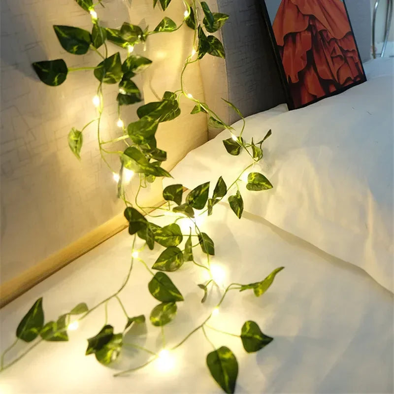 Floral Green Leaf String Lights Artificial Vine Fairy Lights Solar Lights Garland Lights for Home Decoration