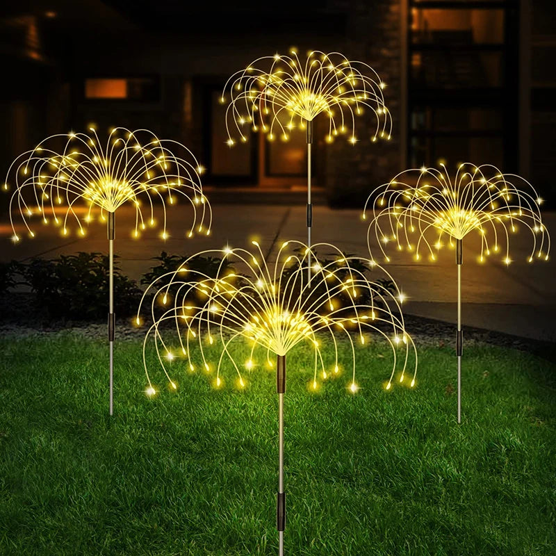 Solar LED Pathway Lights Outdoor Waterproof Garden Decor Firework Fairy Solar Lawn Lamp For Patio Walkway Yard