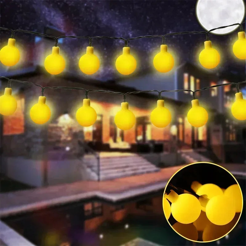 Solar Ball String Lights 8 Modes Lighting for Outdoor Garden House Fence Balcony Tree Party Street Wedding Party Decoration