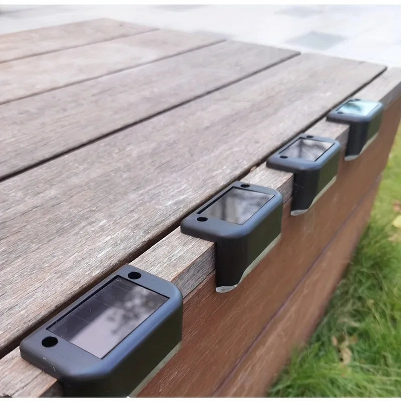 Outdoor Solar Deck Lights, Pack of 4, Decorative Outdoor Lights, Solar Garden Lights, Outdoor Fence Lights, Solar Step Lights,