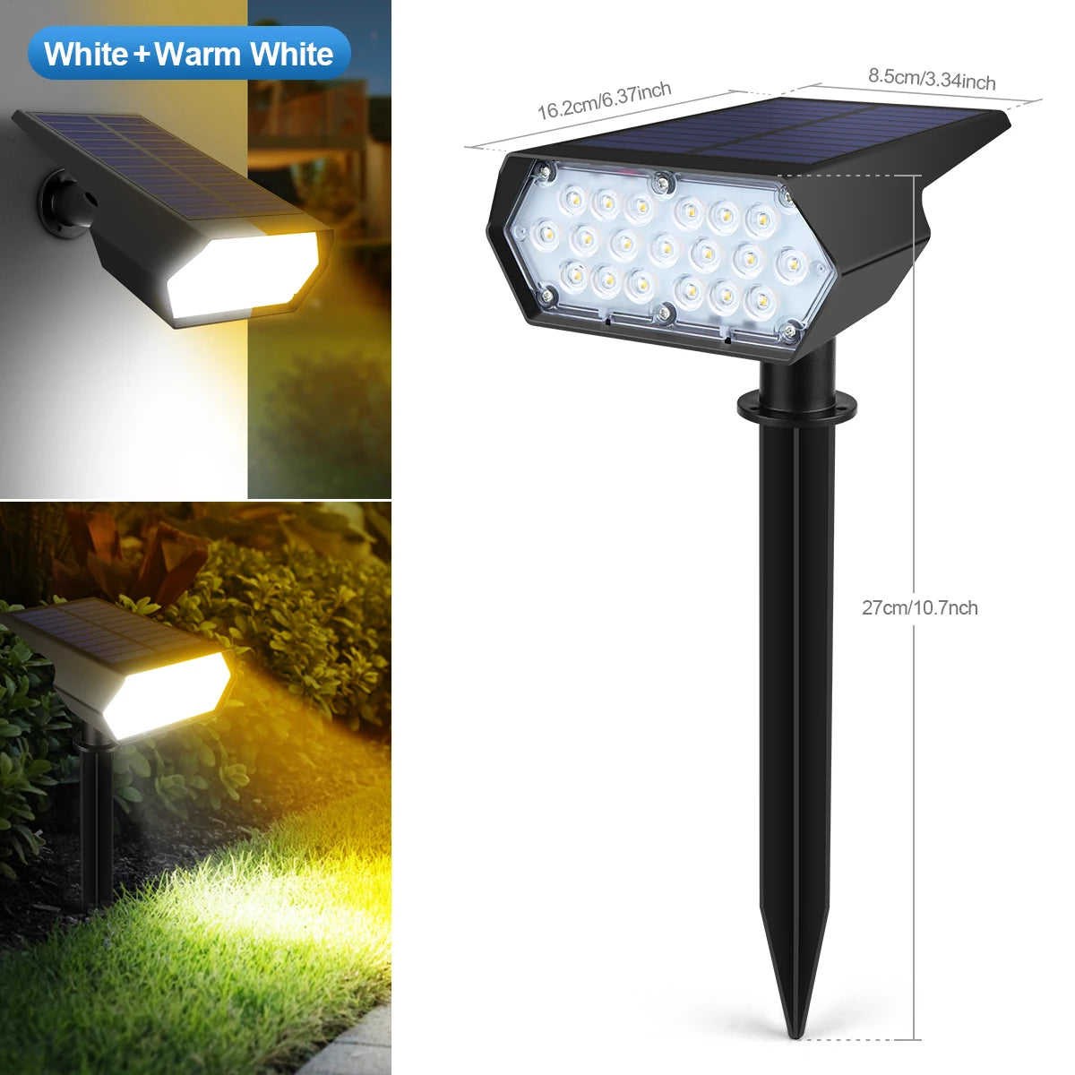 Solar Outdoor Pathway Light,Auto on at Night/Auto off at Sunrise,Yard Street Garden Energy Saving Waterproof Wall Nightlamp
