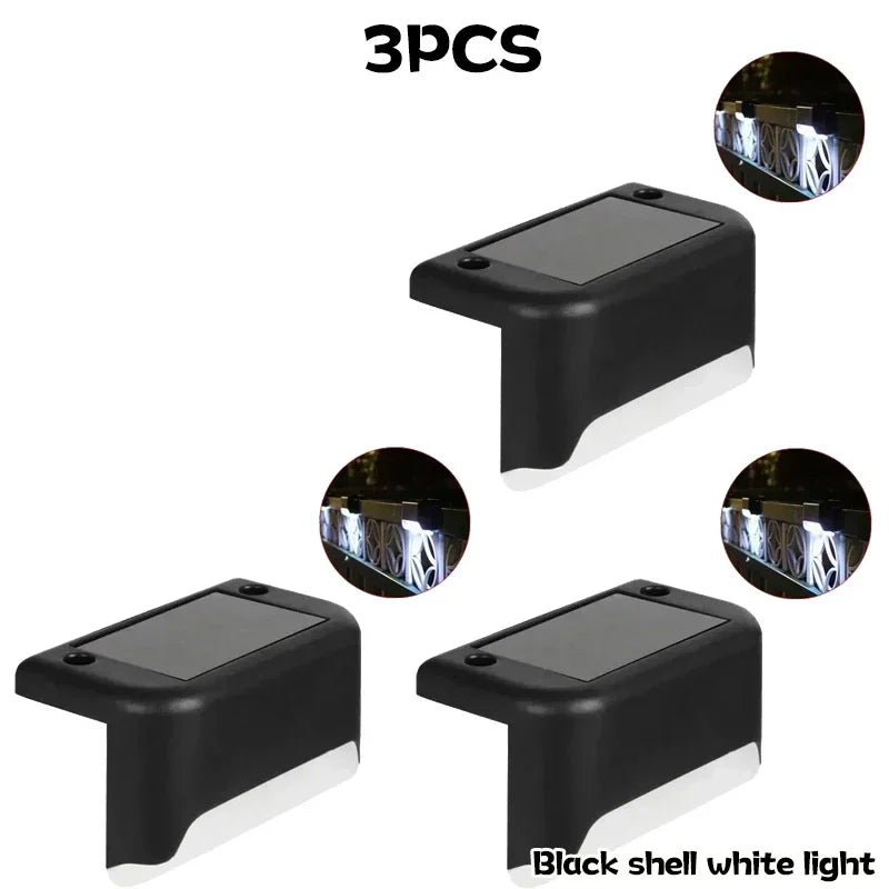 Solar Powered Step Lights Outdoor Courtyard Lights Fence Pole Lights Step Lights Decorative Landscape Lights Wall Fence Lights