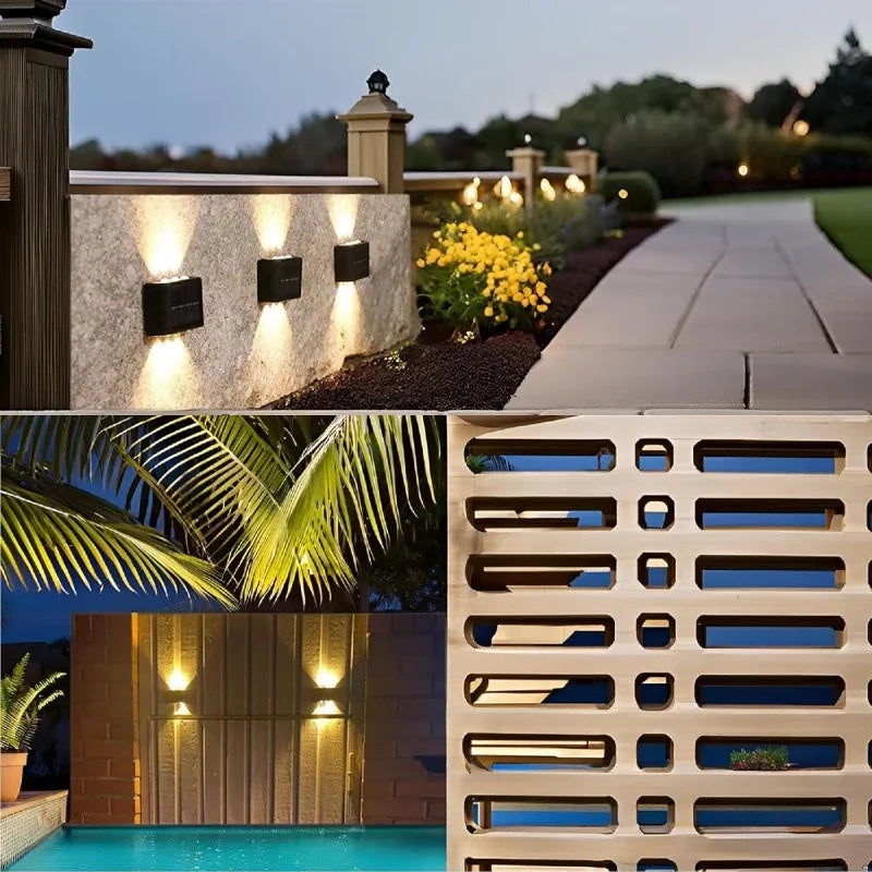 Solar Fence Up and Down Lighting Small Solar Step Lights Waterproof Deck Lighting Outdoor Terrace Shed Pool