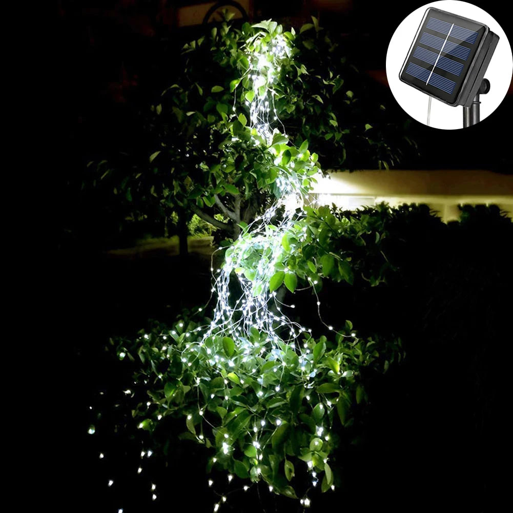 1set Solar String Light, 10 Strands 200 LEDs Hanging Vine Tree Lights Waterfall Vine Branch Lights Twinkle Starry Lights