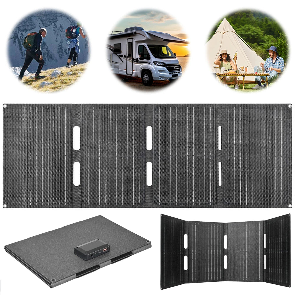 60W Folding Solar Panel with Type-c/USB/DC Ports Foldable Solar Charger IP65 Waterproof Portable Solar Panel Charger Solar Cell