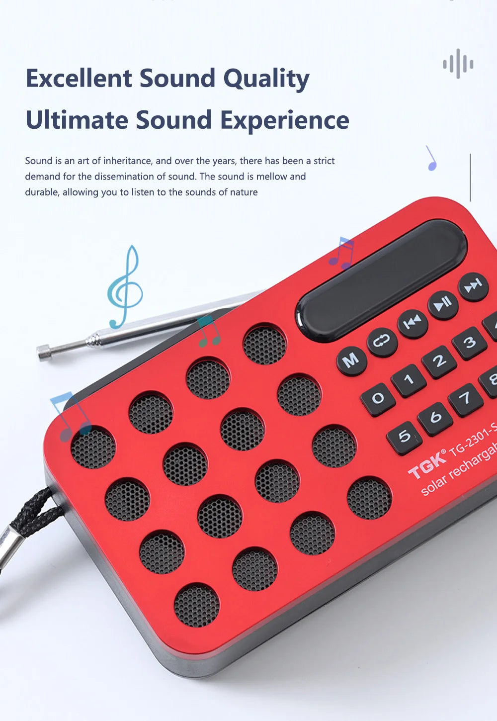 Solar Charging Portable FM Receiver Radio With Bluetooth Wireless Speaker Support USB TF Card MP3 Music Play Radio FM Receiver