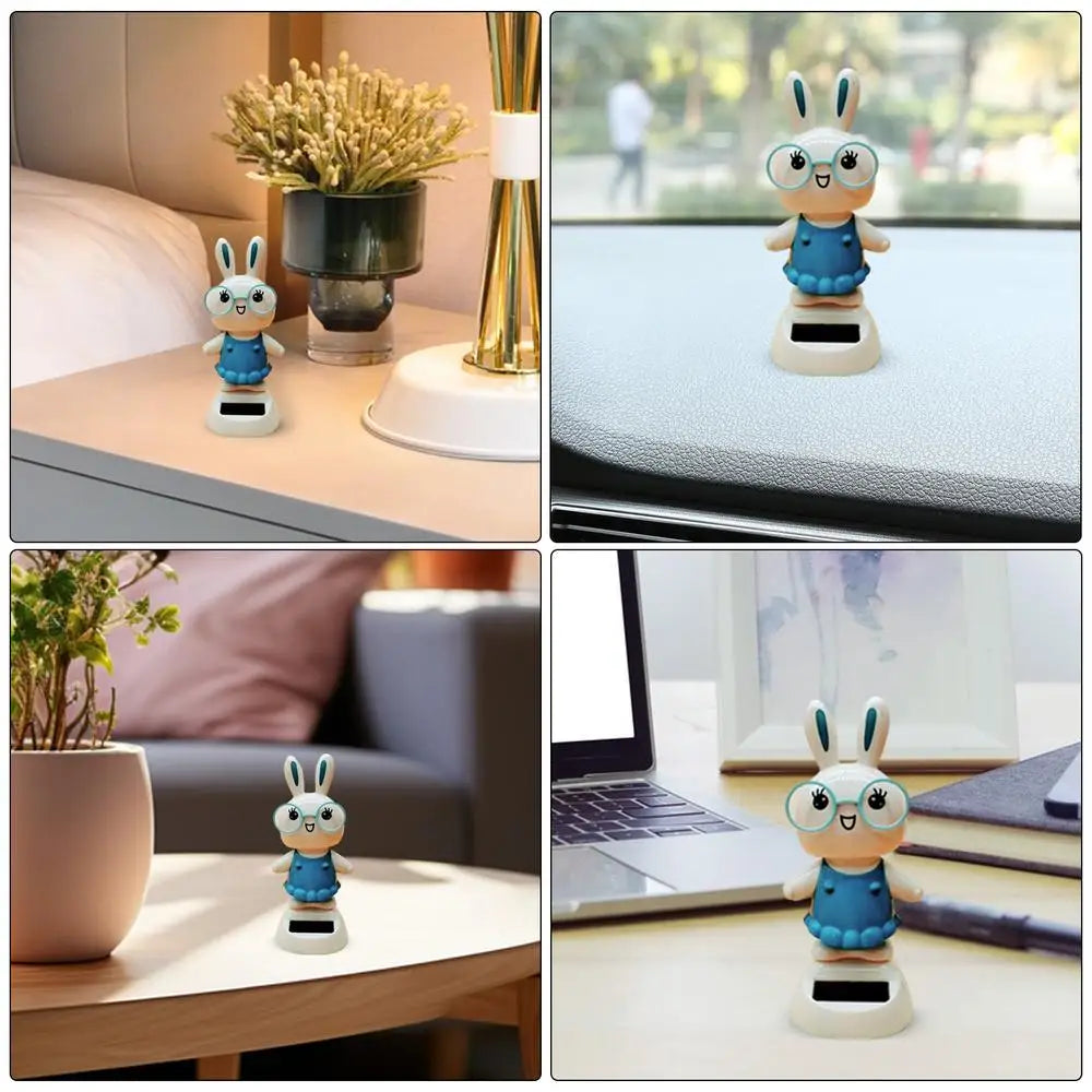 Solar Dancing toy Car Decoration Solar Energy Decoration Shaking Head Doll Cartoon rabbit Shape Decoration Home Ornaments