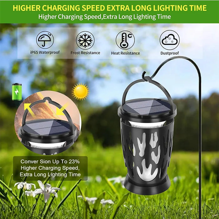 Hanging Solar Lanterns Lights Outdoor Flickering Flames Solar Landscape Light IP65 Waterproof for Courtyard Garden Camping Decor