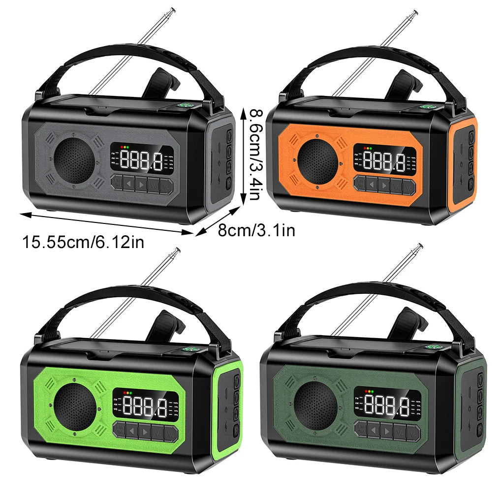 12000mAh Weather Radio AM/FM/NOAA Multifunction Radio Hand Crank Solar Portable Emergency Radio Reading Lamp for Outdoor Camping
