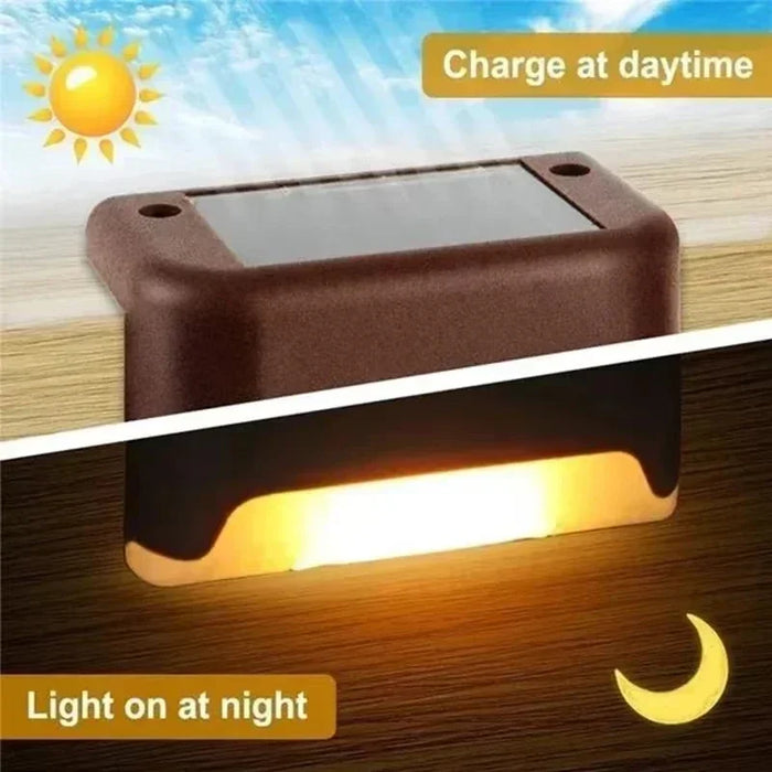 Waterproof Solar Stairs Light Outdoor LED Step Lamp Solar Powered Lighting for Deck Fence Pathway Railing Yard Garden Decoration