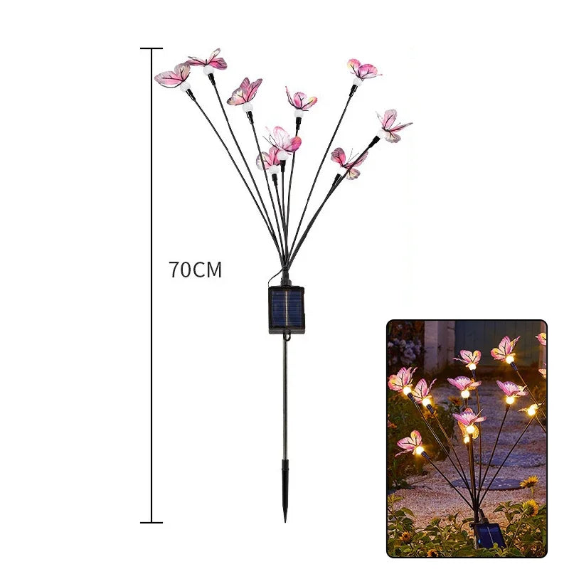 Solar Butterfly LED Fairy Lights Outdoor Waterproof Firefly String Lights For Garden Lawn Yard Decor Wedding Party Warm White