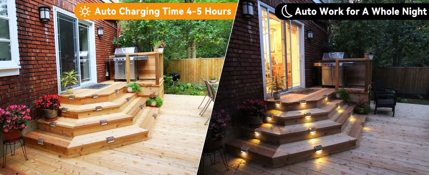 Solar Step Deck Fence Lights Outdoor Waterproof Led Path Light for Patio Stairs Garden Pathway Step Fences Outside Solar Lamp