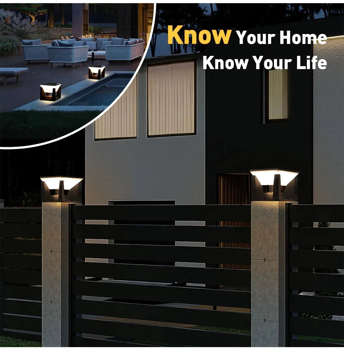Solar Pillar Lights for Fence Garden Waterproof Landscape Column Lighting Modern LED Solar Cap Lamp for Flat Surfaces Lighting