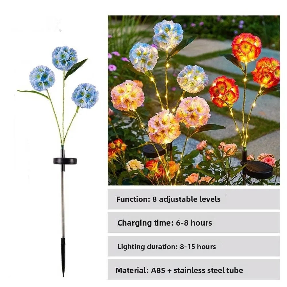 Waterproof Solar Flower Light with 3 Head Ground Mounted Simulation Flower Lamp Intelligent Light Sensing Warm light