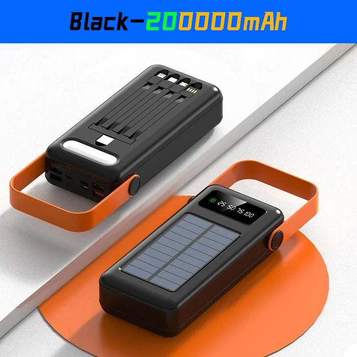 200000mAh Portátil Banco De Energia Solar Bateria Externa Carregamento Rápido à Prova Dwaterproof água Powerbank Com Lanterna