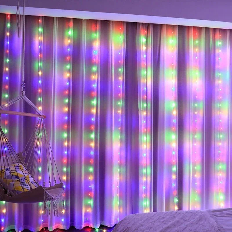6M/3M LED Curtain Fairy Lights,8 Lighting Modes,Outdoor/Indoor Decoration for Christmas Wedding Party,Garden,Living Room,Bedroom