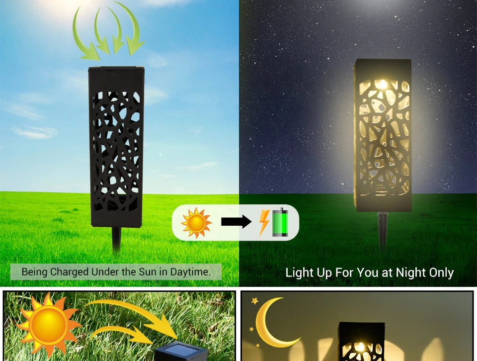 Solar Garden Light Outdoor Solar Hollow Lawn Lamp Decoration Lighting Waterproof For Pathway Yard Park Courtyard Sunpower