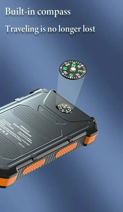 200000mAh Solar Power Bank Portable Charger with Compass LED Light Carabiner Outdoor Camping External Battery Pack For xiaomi