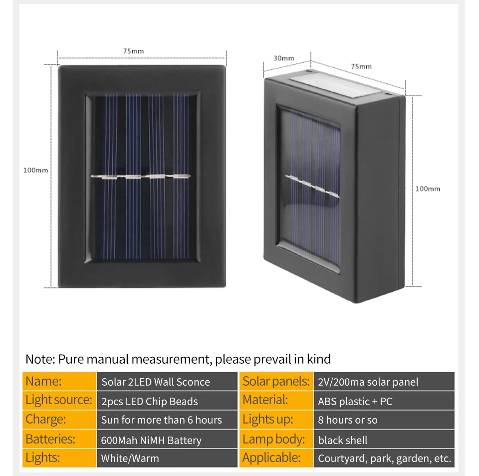 Solar Outdoor Street Light Wall Light Up Down Spotlight Solar Powered Waterproof Solar Light Garden Patio Decoration