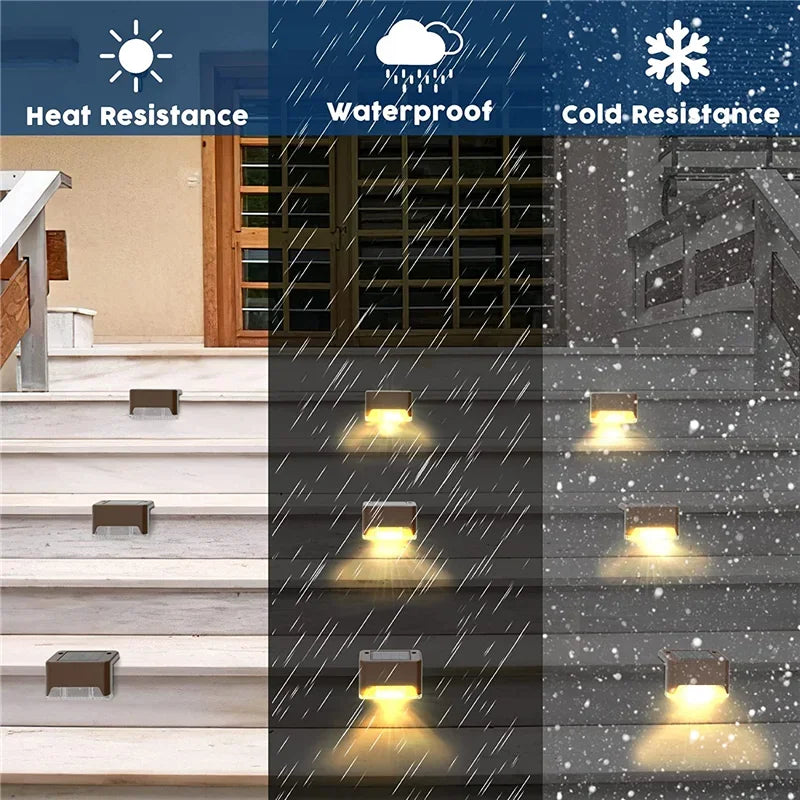 1~20PCS Solar Deck Light Outdoor IP65 Waterproof Solar Power Garden Lamps for Railing Stairs Step Fence Yard Patio Pathway