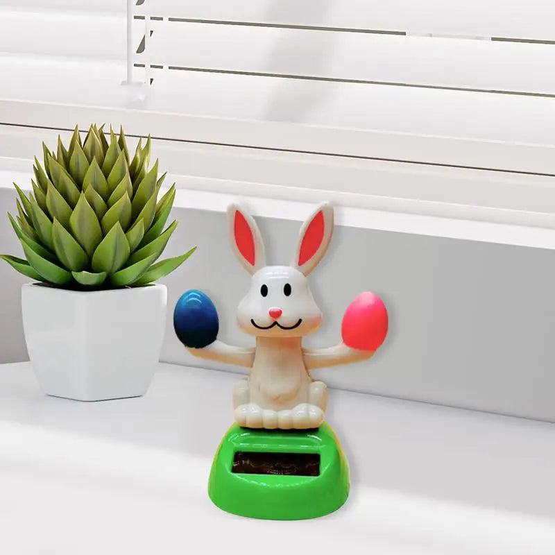 Solar Dancing toy Car Decoration Solar Energy Decoration Shaking Head Doll Cartoon rabbit Shape Decoration Home Ornaments