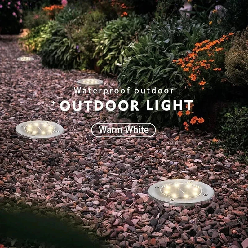 Solar LED Floor Lamp 8LED Outdoor Lawn Light Waterproof Underground Lamps for Lawn Decoration Garden Terrace Courtyard