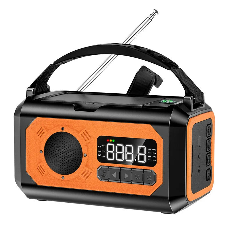 Solar Hand Crank 12000mAh Multifunction Emergency Weather Radio Reading Lamp Power Bank SOS Alarm Radio Receiver