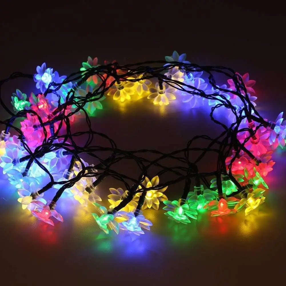 Solar flower String Lights Outdoor Waterproof, 8 Modes Lotus flower sharp Outdoor Solar Powered String Lights for Patio
