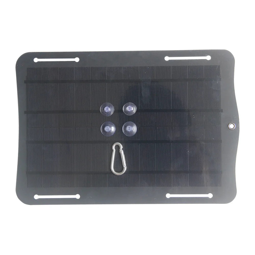 10W 5V Solar Panel Power Bank Charger Portable Phone Charger for Outdoor Emergency Solar Battery Panel Kit with USB Output Black