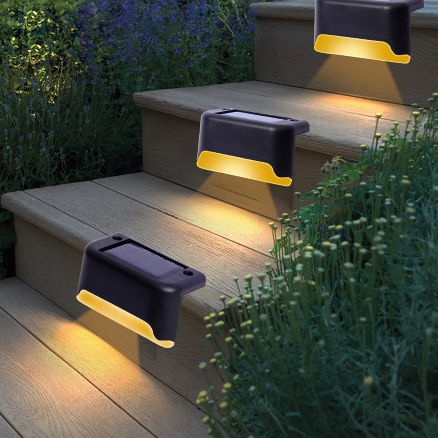 1~24PCs LED Solar Step Lamp Path Stair Outdoor Garden Lights Waterproof Balcony Light Decoration for Patio Stair Fence Light