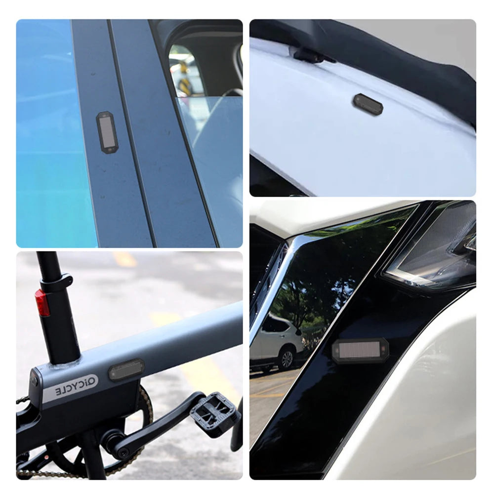 2Pcs Car Solar Warning Light Wireless Anti-Theft Alarm Light Anti-Rear Collision Smart Flash