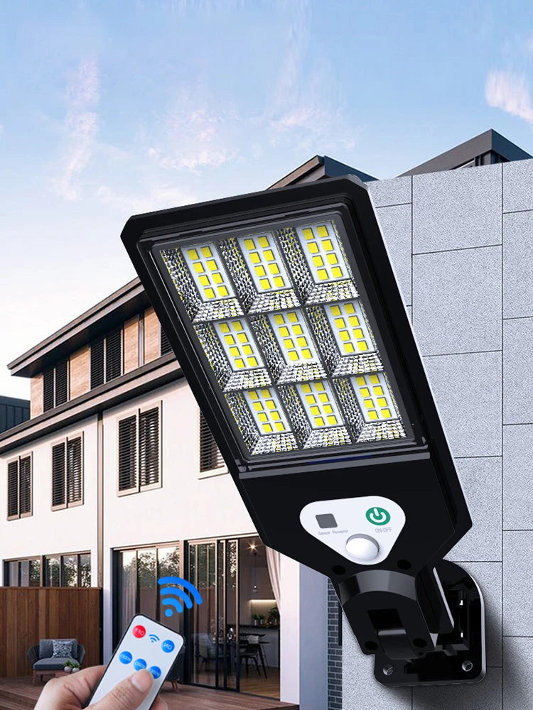 Solar Street Lights Outdoor Wireless Solar Security Wall Light Motion Sensor with 3 Lighting Modes for Porch Gutter Barn Garden