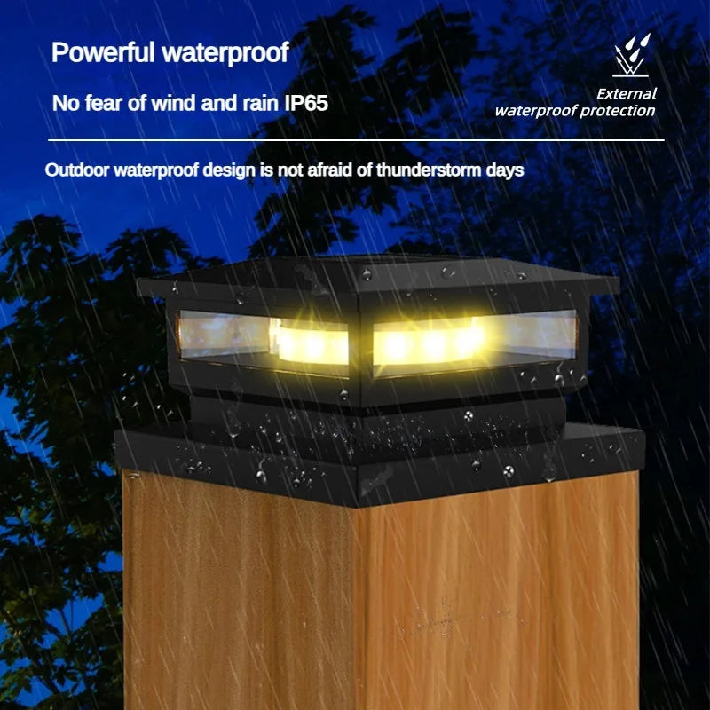 Solar Light Outdoor Waterproof Solar Post Light Villa Column Lamp Fence Gate Pillar Head LED Lamp For House Gate Patio Garden