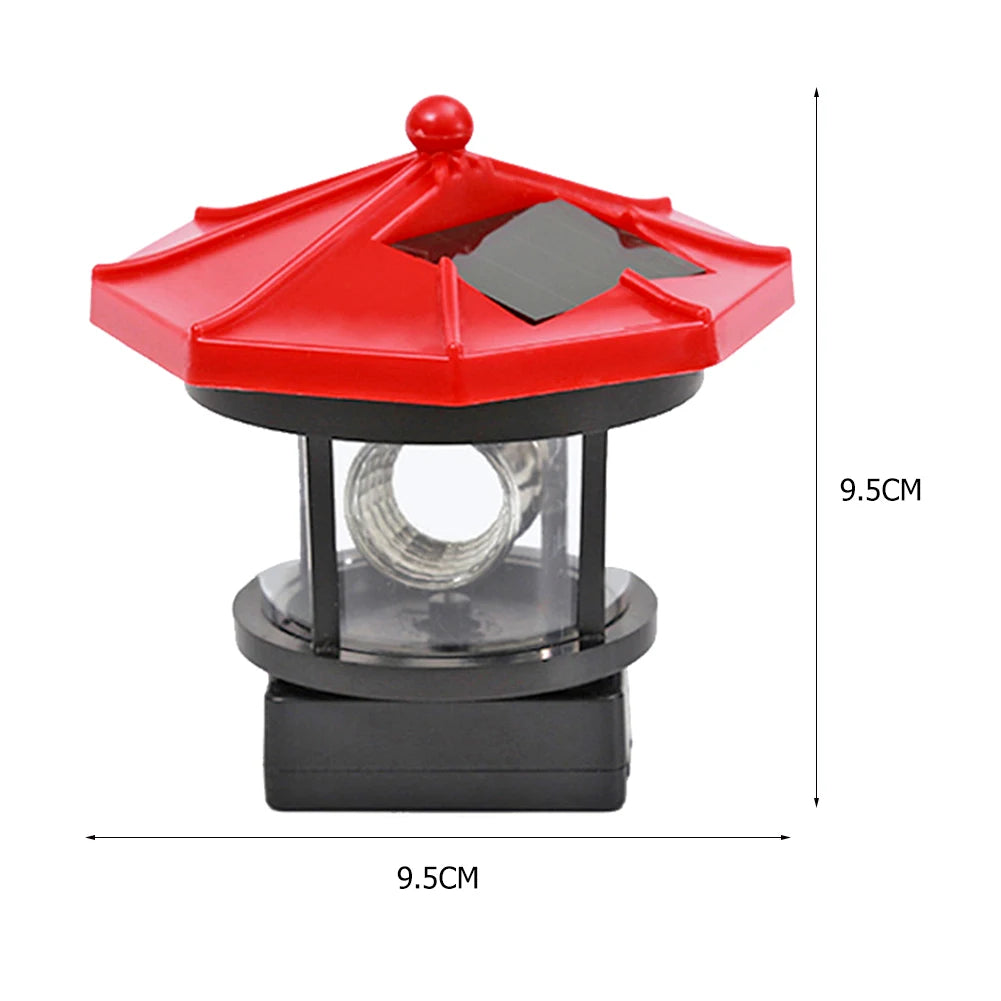 Lighthouse Shape Solar LED Light Garden Fence Yard Outdoor Decor Beacon Lamp Smart Sensor Beacon Rotating Beam Lamp Garden Decor